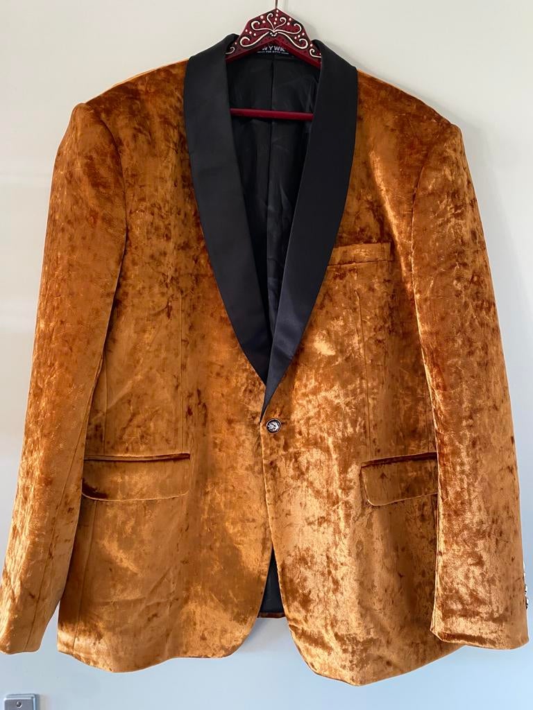 KONINGSDAG GOUD FLUWELEN BLAZER JASJE XL, Ophalen of Verzenden, Zo goed als nieuw, Maat 52/54 (L), Overige kleuren