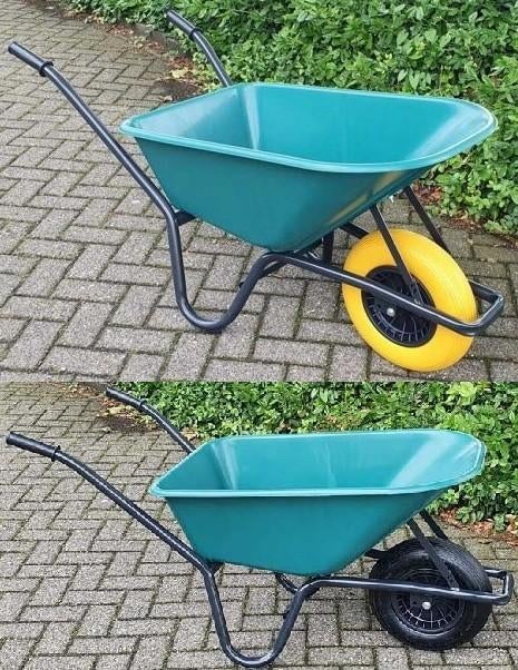 Nieuwe Kruiwagen met kunststof bak met luchtband of antilekb, Ophalen, Nieuw