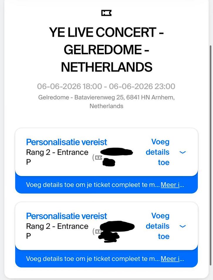 Ye - Kanye West - Gelredome - 2 Zitplaatsen, Tickets en Kaartjes, Concerten | R&B en Hiphop, Twee personen, Juni