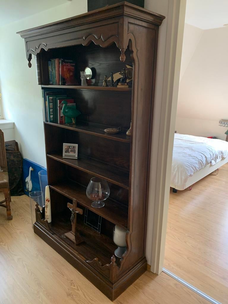 Boekenkast teak/mahonie hout, Huis en Inrichting, Kasten | Boekenkasten, Ophalen, Met plank(en), Gebruikt, 50 tot 100 cm