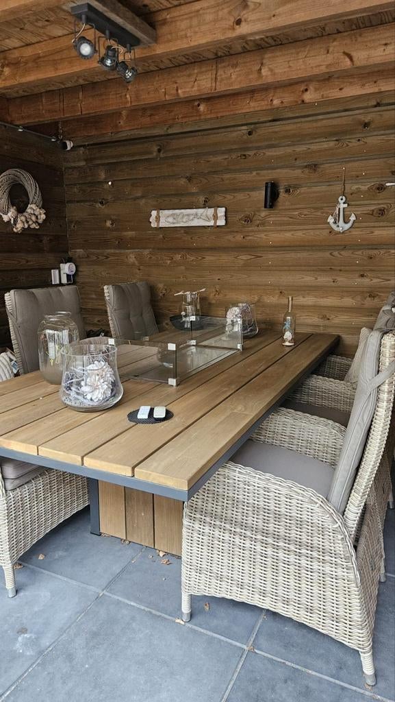 Vuurtafel + Bon ALS NIEUW INCL 6 GRATIS STOELEN, Tuin en Terras, Vuurtafels, Ophalen, Zo goed als nieuw