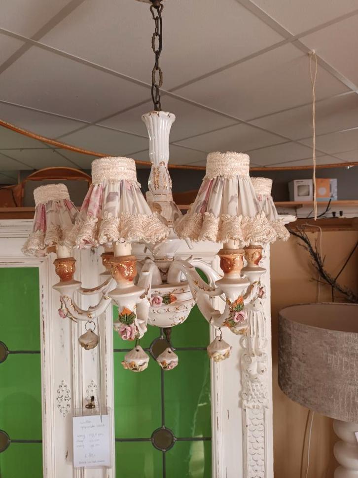 Mooie Porseleinen Kroonluchter., Huis en Inrichting, Lampen | Kroonluchters, Gebruikt, Ophalen