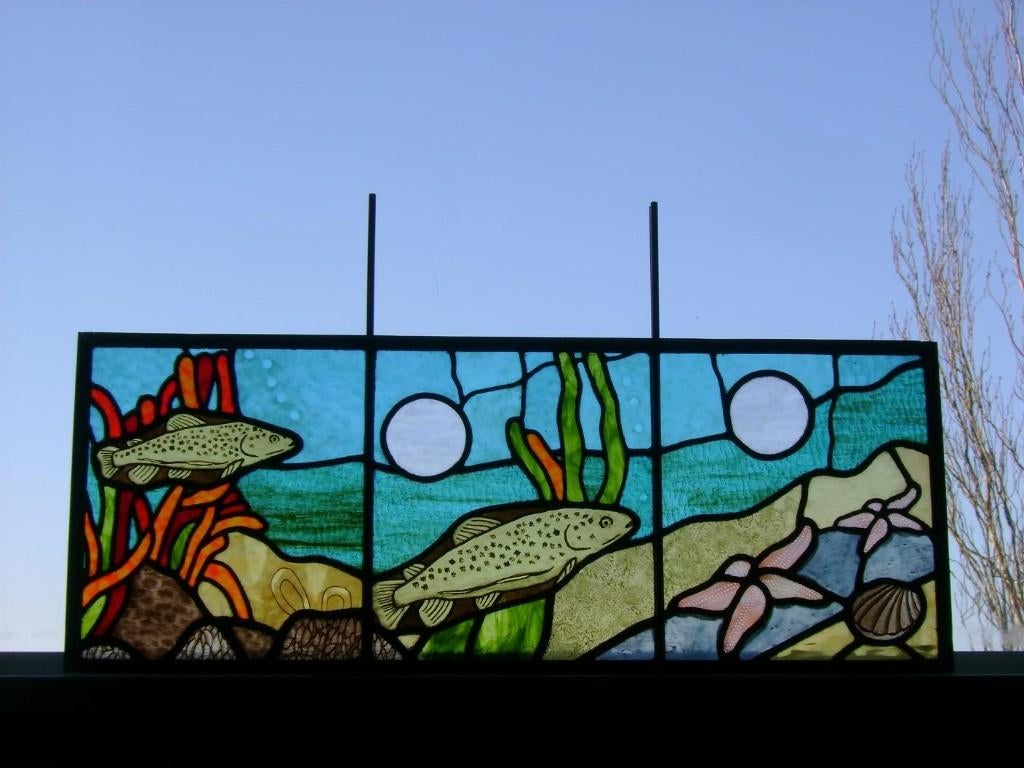 Voorzetraam glas in lood deur raamhanger vis vogel, Ophalen of Verzenden, Nieuw