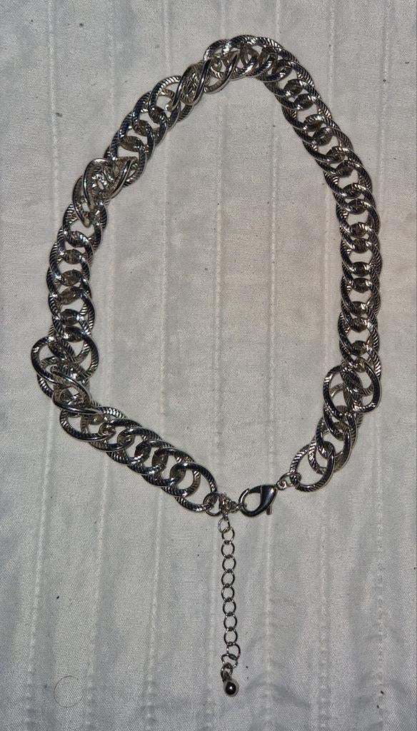 Sieraden halsketting zilver kleur verstelbaar ketting, Verzenden, Zo goed als nieuw, Zilver, Verstelbaar