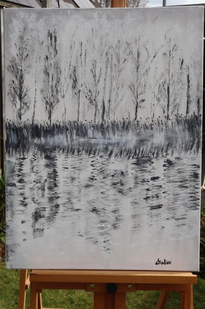 Acryl zwart-wit bomen, Ophalen