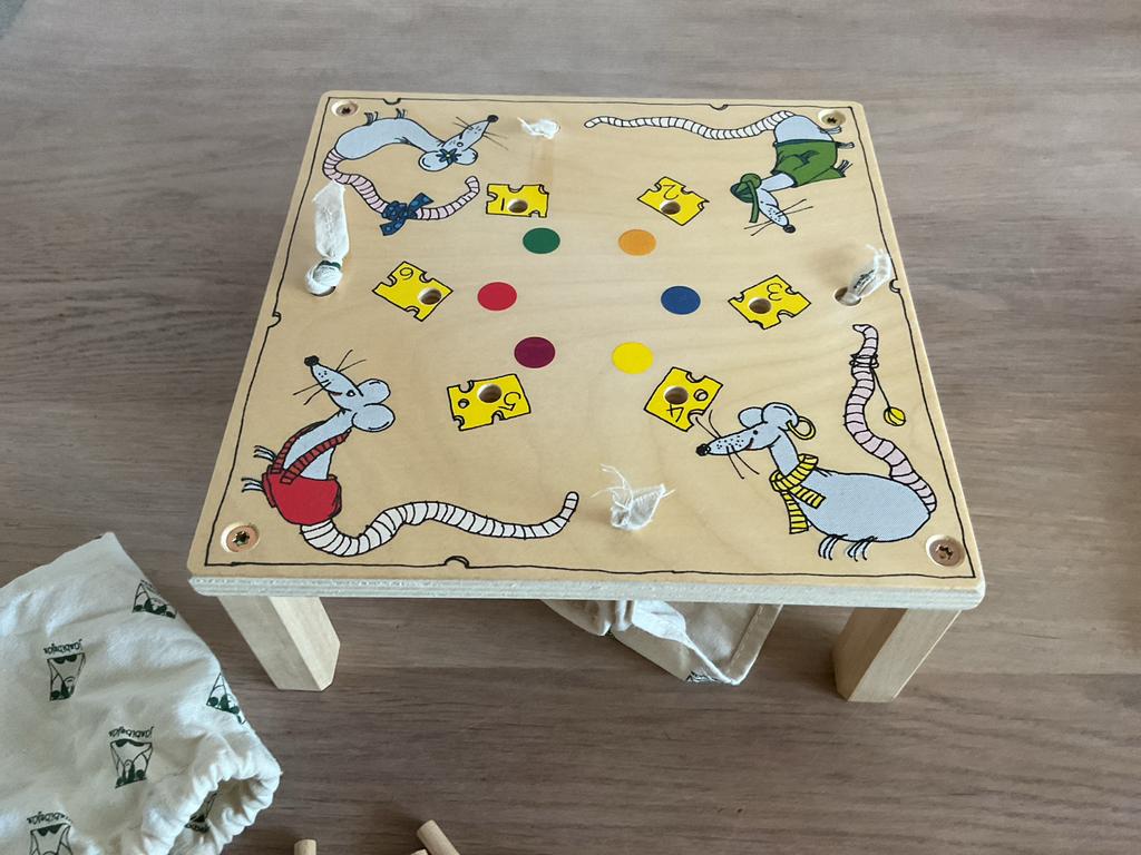 Janbibejan houten kaas- en muizenspel voor kinderen, Een of twee spelers, Ophalen of Verzenden, Gebruikt