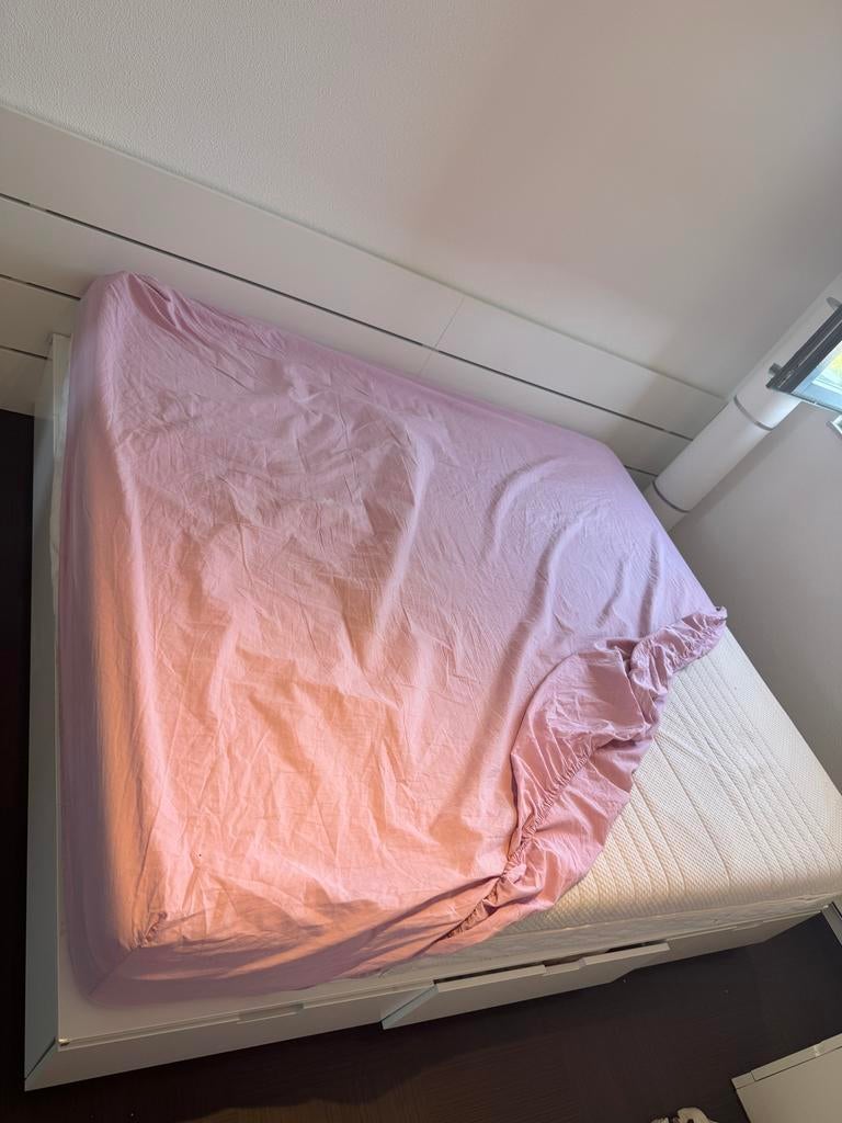 Ikea Nordli bedframe 180x200 met 6 lades en Anneland matras, Huis en Inrichting, Slaapkamer | Bedden, Ophalen, Gebruikt, Wit, Tweepersoons