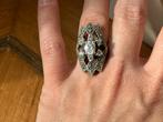 Vintage zilveren ring 925 marcasieten zilver antiek diamant, Met edelsteen, Ophalen of Verzenden, Zilver, Ring