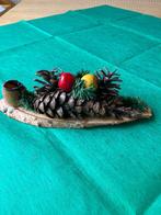 Vintage kerststukje op een boomschors hout jaren '70., Diversen, Kerst, Ophalen of Verzenden, Gebruikt