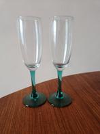 vintage zeegroen flute wijnglas, Antiek en Kunst, Antiek | Glas en Kristal, Ophalen