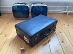 Blauw seventies koffertje vintage reiskoffer jaren 70 koffer, Ophalen of Verzenden, Zo goed als nieuw