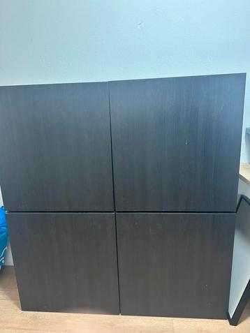 Besta ikea kast zwart bruin 2 x 2 deuren met planken