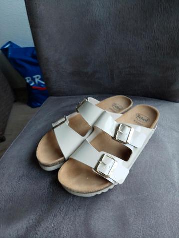 Slippers dr Scholl softtop 41 beige leren voetbed 2xGedragen beschikbaar voor biedingen