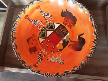 Grote schaal diameter 55cm hand painted in Africa beschikbaar voor biedingen