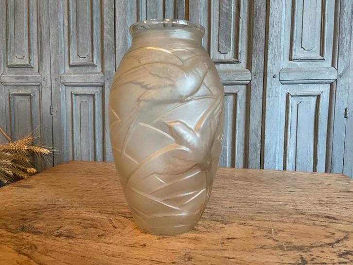 Vaas Art Deco 1925  Verrerie Souchon Neuvesel Zwaluwen Frans, Antiek en Kunst, Antiek | Vazen, Ophalen of Verzenden