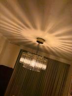 Glazen Kroonluchter met Gouden Details, Huis en Inrichting, Lampen | Kroonluchters, Ophalen, Zo goed als nieuw, Glas