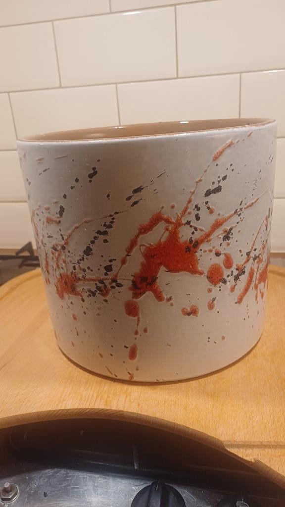 Scheurich Lava Bloempot West Germany, Tuin en Terras, Bloempotten, Gebruikt, Aardewerk, Binnen, Balkon, Minder dan 40 cm, Minder dan 25 cm