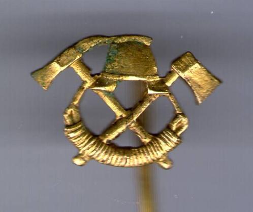 Brandweer helm en bijl koper speldje ( H_219 ), Verzamelen, Speldjes, Pins en Buttons, Nieuw, Speldje of Pin, Stad of Land, Verzenden