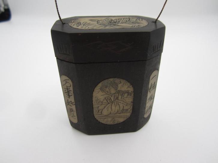 Antieke Chinese snuifdoos met ingelegd gesneden been B4391, Antiek en Kunst, Kunst | Niet-Westerse kunst, Ophalen of Verzenden