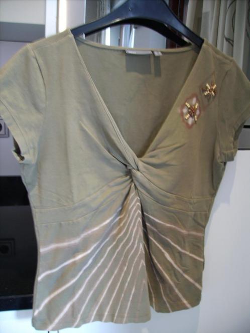 Mexx top maat L met kraaltjes, Kleding | Dames, Tops, Gedragen, Maat 42/44 (L), Groen, Korte mouw, Ophalen of Verzenden