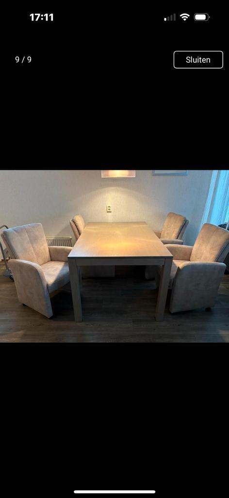 Totale meubelset, Huis en Inrichting, Stoelen, Zo goed als nieuw, Vier, Hout, Leer, Bruin, Ophalen