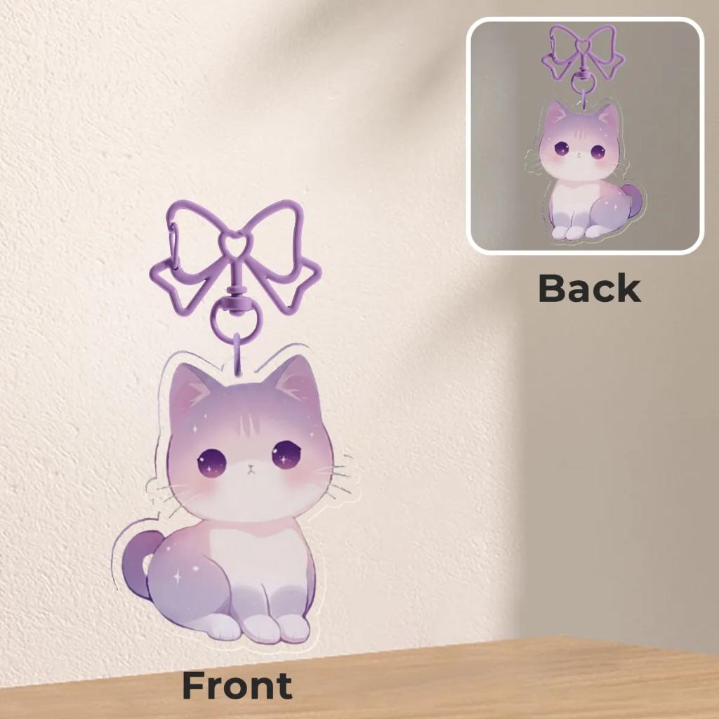 Galaxy Cat/Kitten Light Purple ribbon Keychain, Verzenden, Nieuw, Dier of Natuur