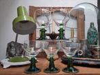 uit oma's kast 5 vintage moezel glazen met groene voet, Glas of Glazen, Gebruikt, Ophalen of Verzenden, Glas