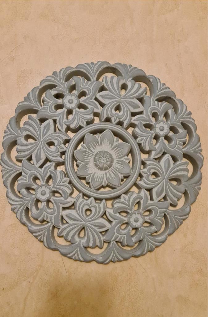 Mooie Mandala Wanddecoratie - Hout - Grijs, Huis en Inrichting, Woonaccessoires | Wanddecoraties, Nieuw, Ophalen of Verzenden