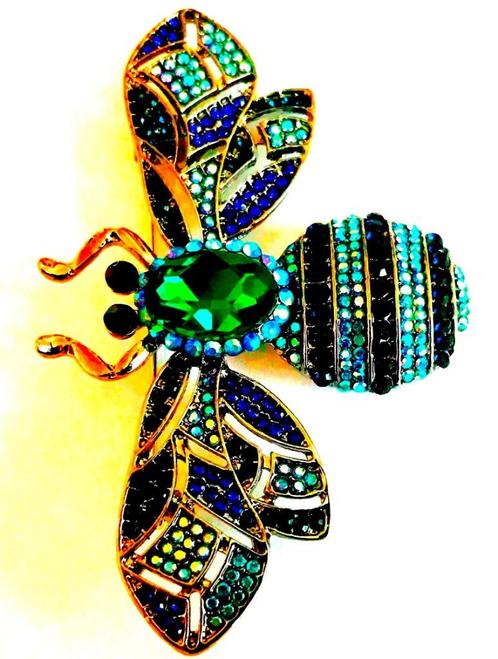 Prachtige grote Aurora Borealis hommel broche kristal, Sieraden, Tassen en Uiterlijk, Broches, Nieuw, Verzenden