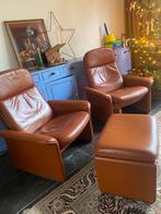 Desede fauteuils cognac leer met hocker vintage design, Huis en Inrichting, Ophalen, Zo goed als nieuw, 75 tot 100 cm, Leer