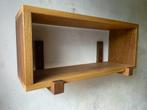 Massief eiken wandplank met notenhouten dragers, handgemaakt, Ophalen of Verzenden, Nieuw