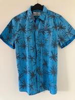 Blauwe blouse met Palmbomen maat L, Blauw, Indigo, Halswijdte 41/42 (L), Ophalen of Verzenden