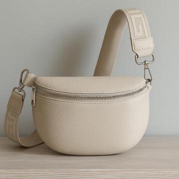 Nieuwe leren cross body bag - tas in beige beschikbaar voor biedingen