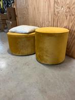Gele Poufs - Set van 2, Ophalen, Gebruikt, Rond, Stof