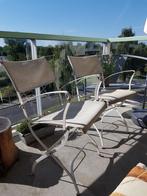 Twee prachtige, crème witte Franse terrasstoeltjes, Tuin en Terras, Ophalen, Gebruikt, Metaal