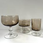Drie vintage Luminarc glazen van gerookt glas, Ophalen of Verzenden