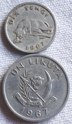 2 X CONGO DEM.REP. : 10 SENGHI + 1 LIKUTA 1967 KM7&8, Postzegels en Munten, Munten | Afrika, Verzenden, Overige landen, Setje