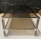 Vintage Roche Bobois salontafel rookglazen bladen XL, Ophalen, Gebruikt, 100 tot 150 cm, Glas