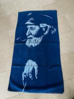 Vintage badlaken portret van schipper / zeeman, Huis en Inrichting, Ophalen of Verzenden, Zo goed als nieuw, Blauw, Handdoek