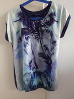 Blauw shirtje met palmbomenprint, maat 40, Maat 38/40 (M), Blauw, Ophalen of Verzenden, Korte mouw