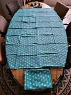 2 blauwe tafellakens met witte stippen 125x175, Ophalen of Verzenden, Zo goed als nieuw, Blauw, Tafelkleed of Tafelzeil