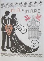 Borduurpatroon  Merklap Huwelijk trouwen   nr 9649, Hobby en Vrije tijd, Borduren en Borduurmachines, Verzenden, Nieuw, Handborduren