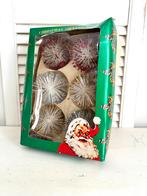 Zes vintage kerstballen glitter in doos jaren 50, Ophalen