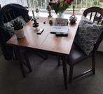 Kleine eiken eettafel kan uitschuiven met 2 stoelen, Ophalen, Gebruikt, 50 tot 100 cm, Tot twee personen