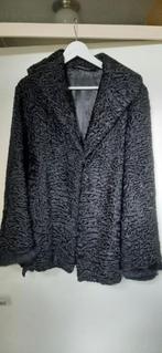 Elegante zwarte astrakan bontjas, maat 44, Ophalen of Verzenden, Zo goed als nieuw, Maat 42/44 (L), Zwart