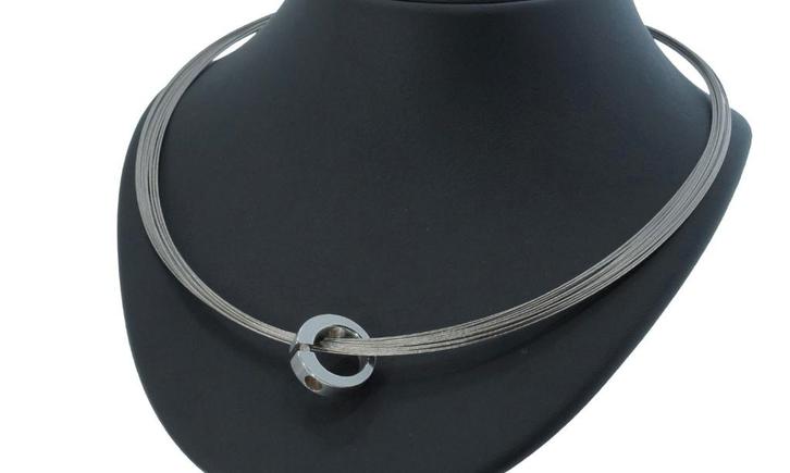 Diamant solitair briljant ketting edelstaal dames hanger, Sieraden, Tassen en Uiterlijk, Kettingen, Zo goed als nieuw, Overige materialen