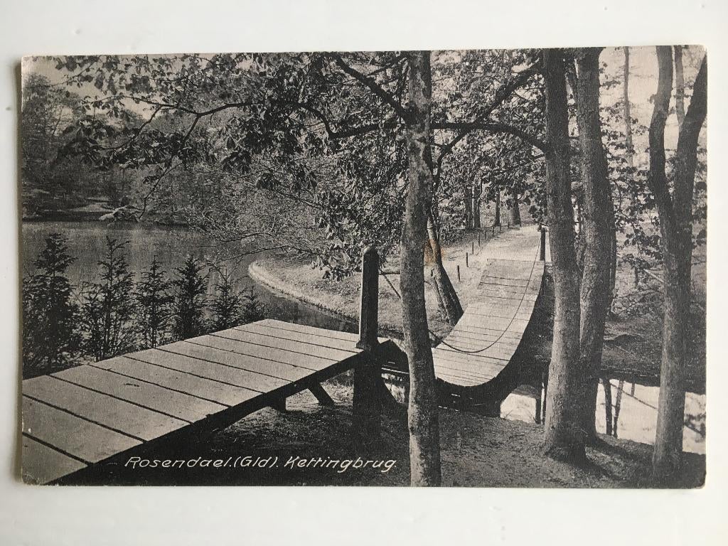 Ansichtkaart Rosendaal (Rosendael) - Kettingbrug, Verzamelen, Ophalen of Verzenden, 1920 tot 1940, Gelopen, Gelderland