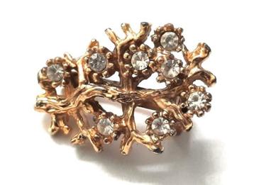 Leuke vintage broche double takje met strass beschikbaar voor biedingen