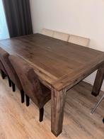 Zware acacia houten eettafel gekocht bij: Van Bommel, 200 cm of meer, Zo goed als nieuw, Rechthoekig, 50 tot 100 cm