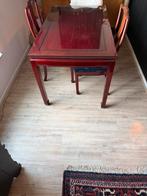Chinese eettafel met glazen plaat en 2 stoelen, Ophalen, Gebruikt, Minder dan 4 stoelen